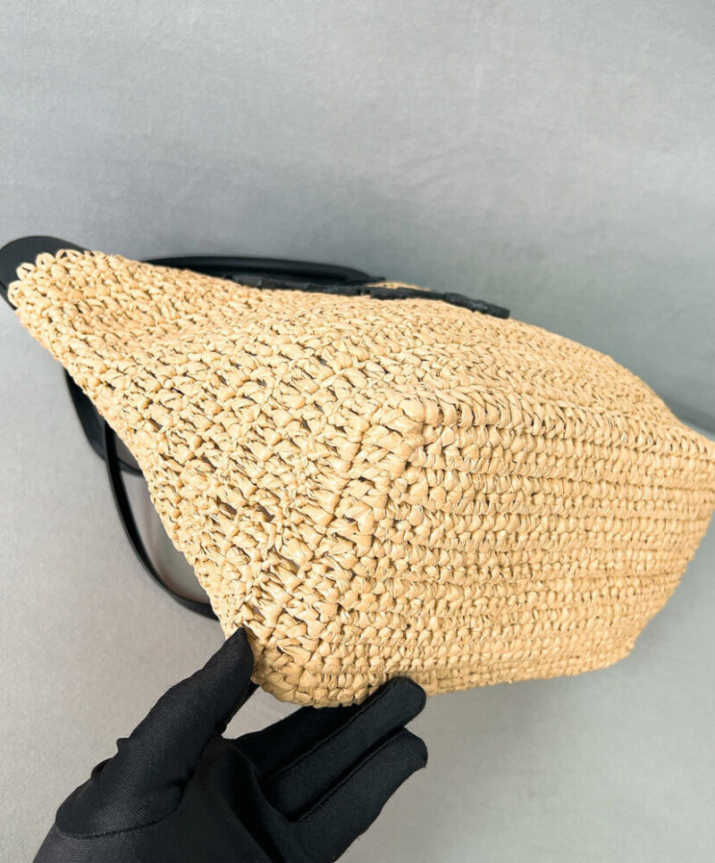 Prada Small Crochet And Leather Tote Bag 1BG500 Apricot